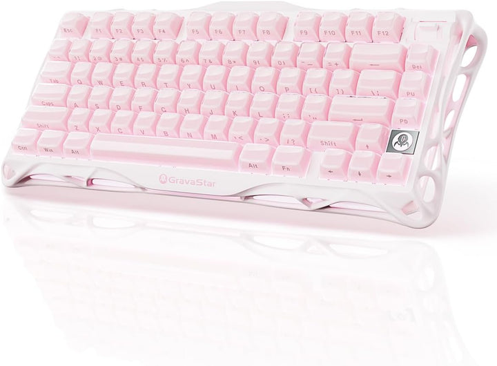 GravaStar Mercury K1 75% Rosa Teclado Inalámbrico, Diseño de Exoesq...
