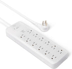 Amazon Basics Regleta protectora contra sobretensiones de 12 tomas, 4000 julios, cable de extensión de 8 pies, rectangular, para el hogar, oficina, sala de juegos, color blanco