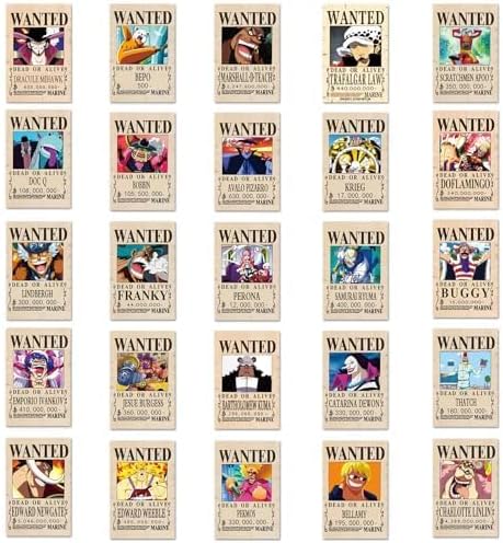 100 piezas de pegatinas de póster buscado de One Piece
