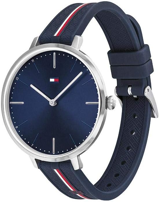 Tommy Hilfiger Reloj casual de cuarzo para mujer, acero inoxidable y correa de silicona, Color: azul marino (Modelo: 1782154)