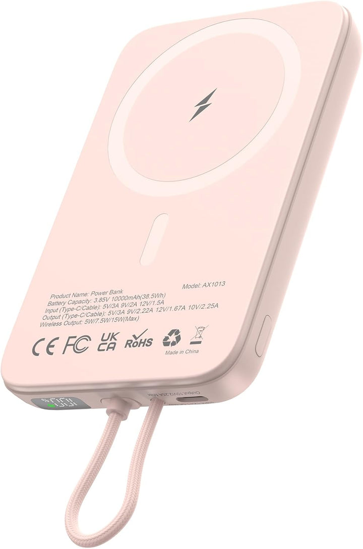 AsperX Cargador portátil inalámbrico, banco de energía magnético de...