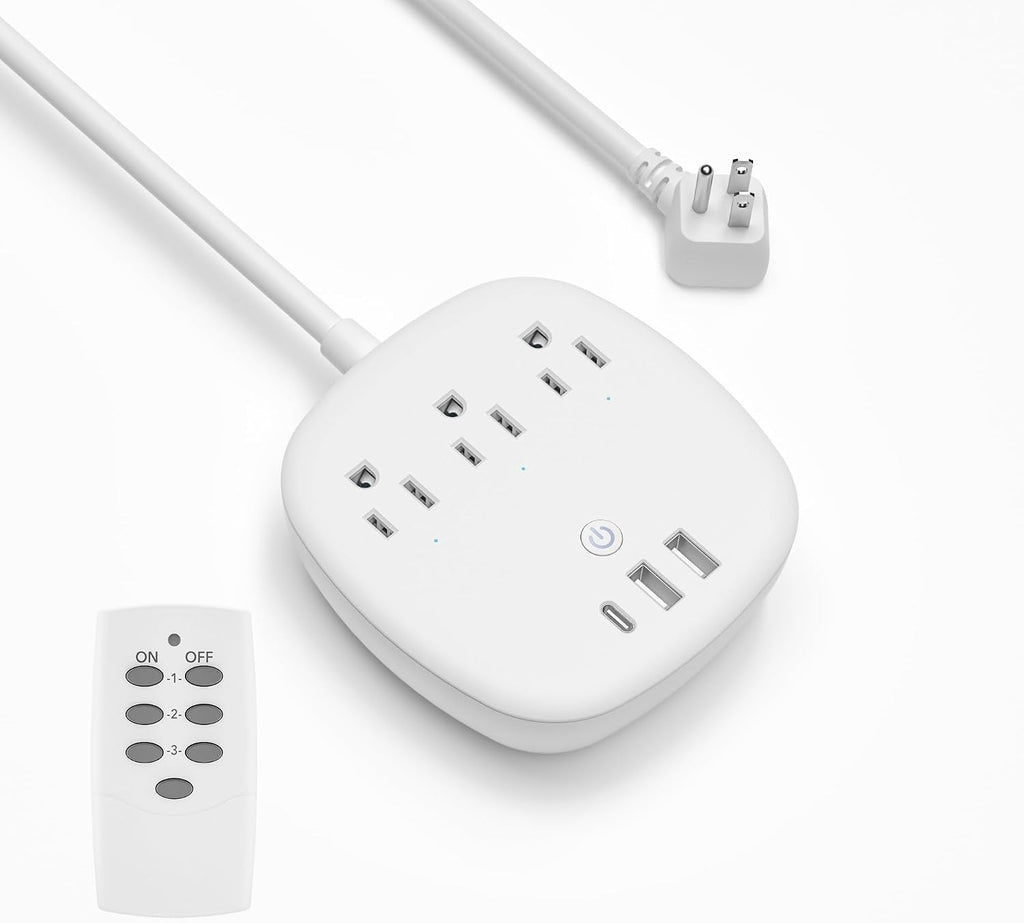 BN-LINK Regleta de control remoto con 3 tomacorrientes independientes, 3
