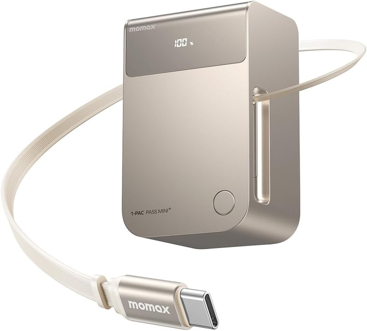 MOMAX Mini cargador portátil, banco de energía de 10000 mAh con cab...