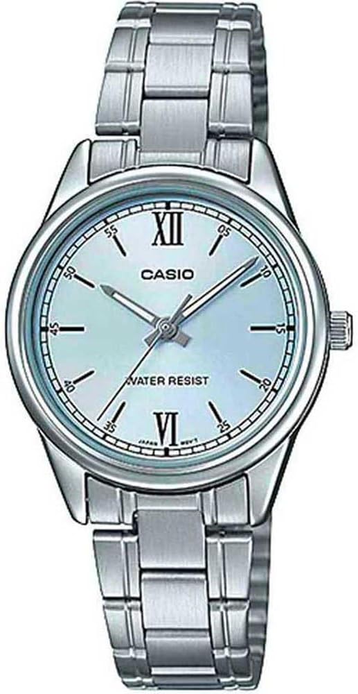 Reloj analógico de 3 manecillas Casio para mujer con esfera de acero inoxidable