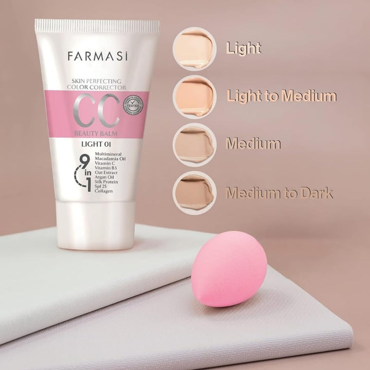FARMASI CC Crema de control de color, acabado natural e impecable,...