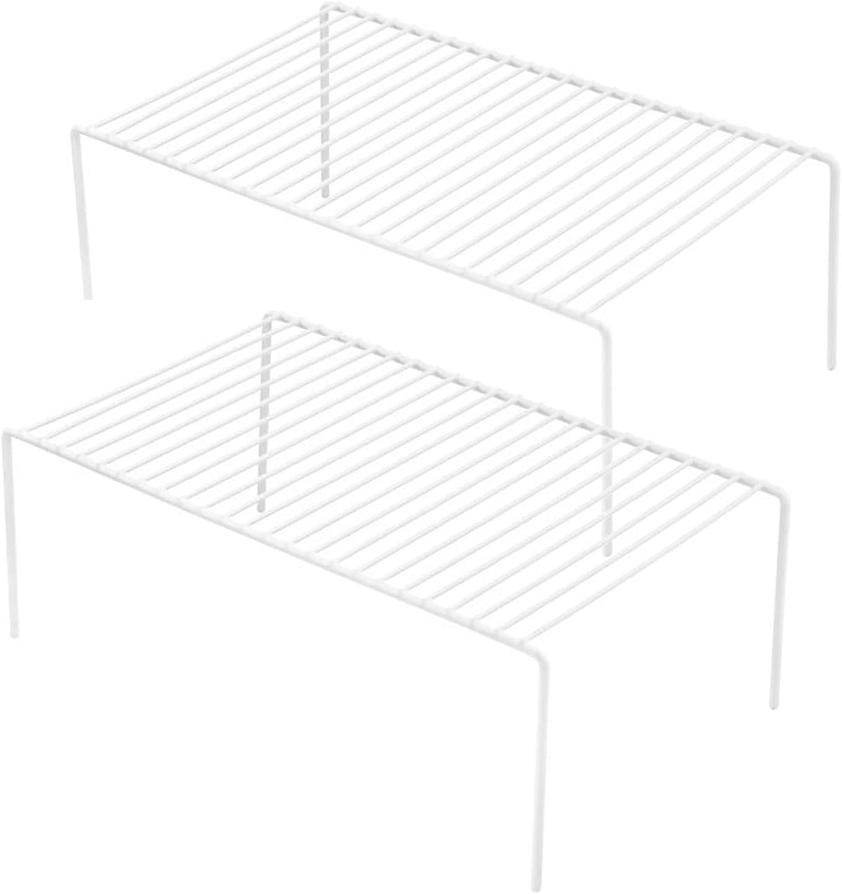 Juego de 2 estantes de almacenamiento para gabinete, tamaño mediano (13 x 9.4 pulgadas), organizador y almacenamiento de alambre de metal inoxidable, estante de especias para organizar platos,
