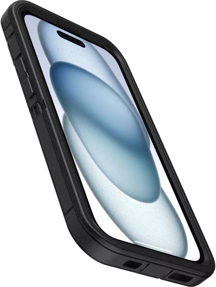 OtterBox iPhone 16e (Solamente) - Funda Serie Defender - Negro - Sin Protector de Pantalla - Resistente y Duradero - con Protección de Puertos - Incluye Clip de Funda - Protección Antimicrobiana