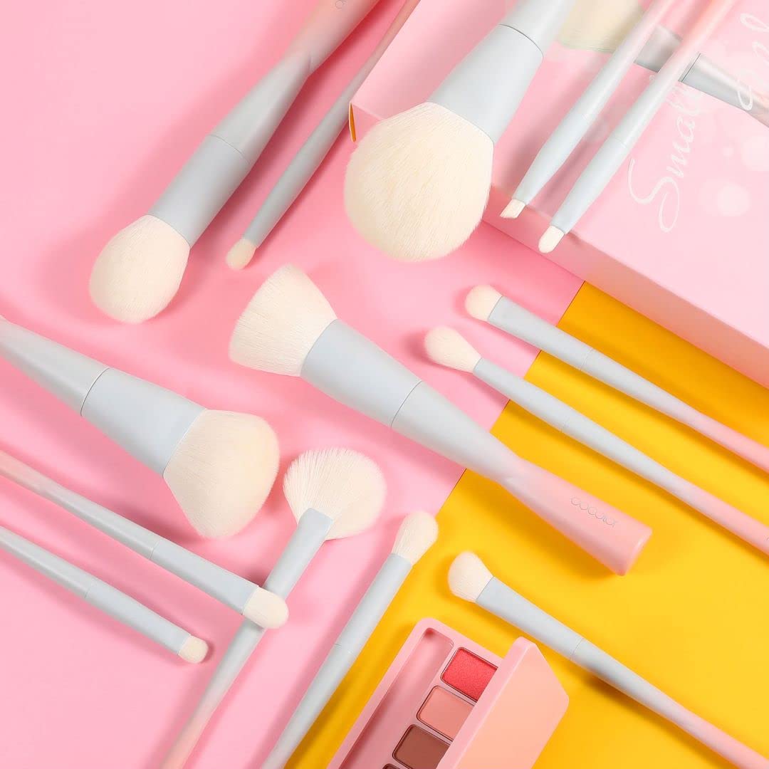 Docolor Juego de 14 brochas de maquillaje sintéticas de alta calida...