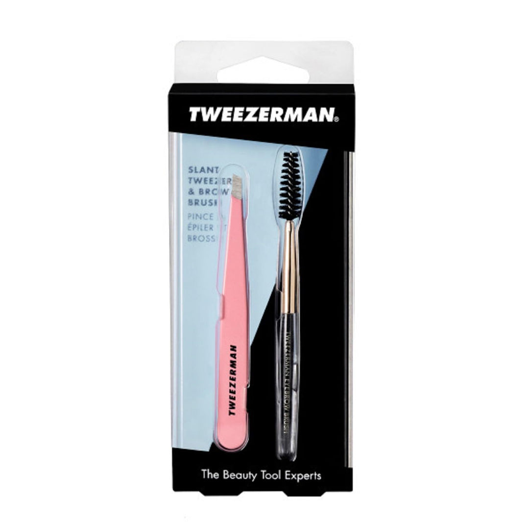 Tweezerman - Pinza inclinada completa de Tea Rose exclusiva y cepillo