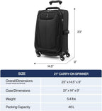 Travelpro Maxlite 5 - Maleta giratoria de equipaje de mano, color negro, 21 pulgadas