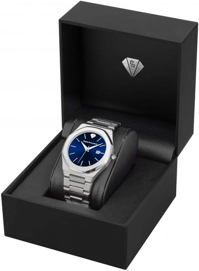 PIERRE RICHARDSON PR5428 Reloj de lujo para hombre – Movimiento de cuarzo japonés, acero inoxidable, 41mm, 5ATM resistente al agua, cristal de zafiro resistente a los arañazos – Reloj de vestir