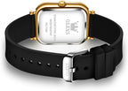 OLEVS Reloj para Mujer Casual Fashion Cuadrante Cuadrado Correa de Silicona Negra Elegante Delicado Cuarzo a Prueba de Agua Lectura Fácil