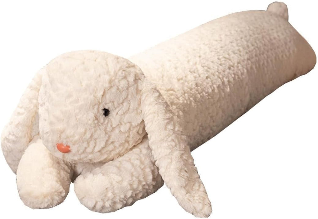 Almohada de felpa de conejo, animal de peluche de conejo, almohada de cuerpo largo de felpa de conejo, regalo para niños y adultos (blanco, 47 pulgadas)