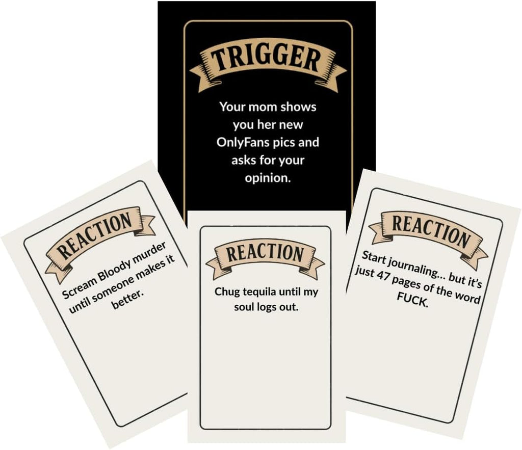 Let that Sh*t Go - El juego de fiesta para adultos emocionalmente desquiciados | Asa a tus amigos | 400 cartas | A partir de 17 años | 3 a 10 jugadores | Divertido juego de cartas para adultos