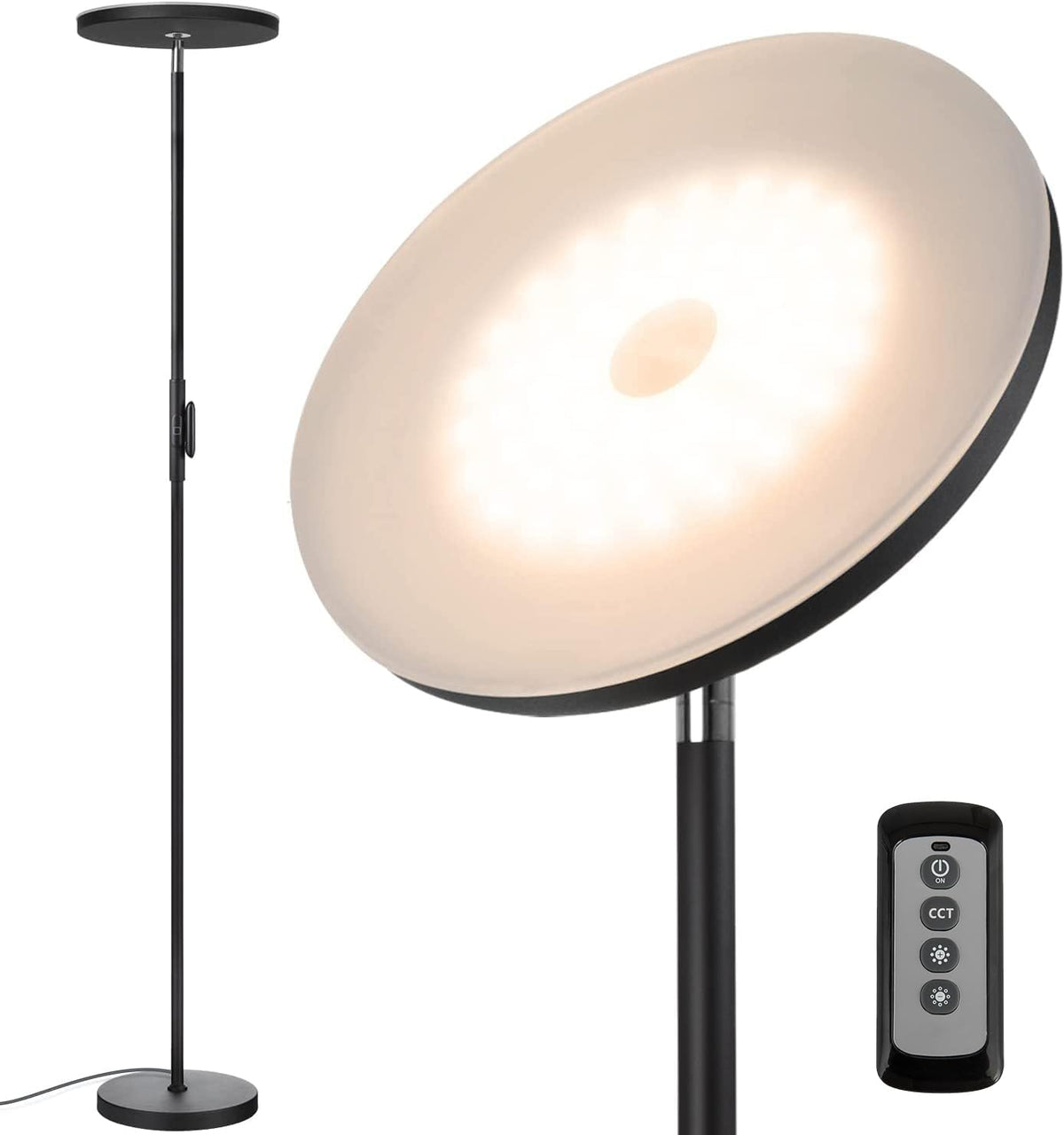 Lámpara Lámpara de pie LED Torchiere con mando a distancia, regulable en