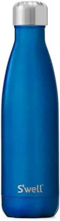 S'well Botella de agua de acero inoxidable, 17 onzas, azul océano, recipientes aislados al vacío de triple capa que mantiene las bebidas frías durante 36 horas y calientes durante 18, sin BPA