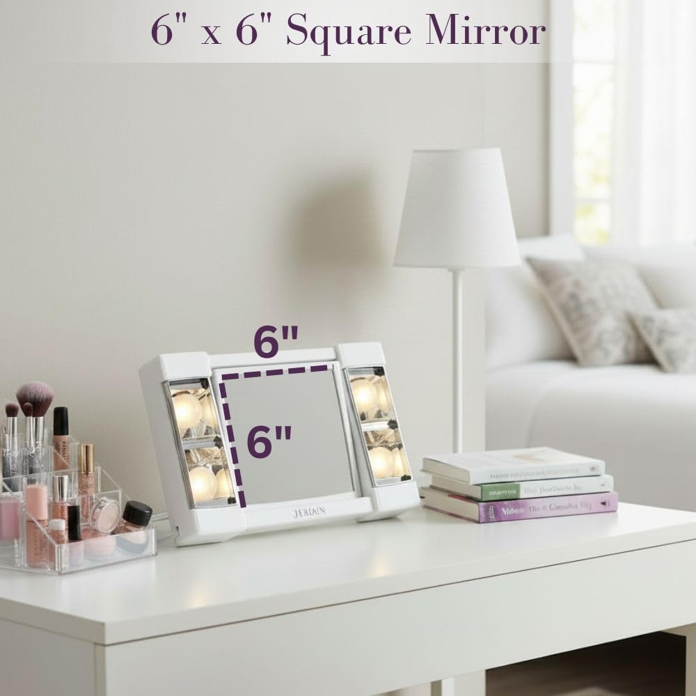 JERDON Espejo de maquillaje iluminado con aumento 3X - Blanco - J1010