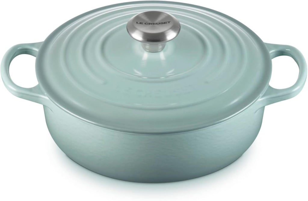 Le Creuset Horno holandés redondo ancho de hierro fundido esmaltado, 3.5 cuartos de galón., sal marina