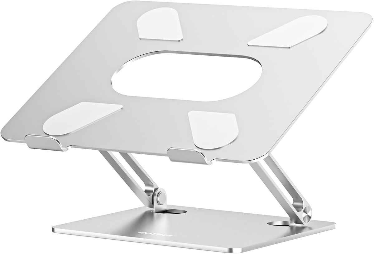 BoYata Laptop Stand, Adjustable Multi-Angle Riser, hasta 17 Inches, Silver