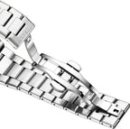 OLEVS Reloj de cuarzo octogonal de acero inoxidable para hombre, resistente al agua, para negocios, casual, de vestir, reloj de pulsera de lujo con diamantes luminosos para el día y fecha, regalo para