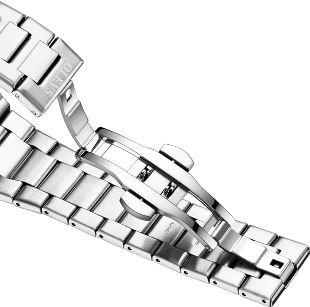 OLEVS Reloj de cuarzo octogonal de acero inoxidable para hombre, resistente al agua, para negocios, casual, de vestir, reloj de pulsera de lujo con diamantes luminosos para el día y fecha, regalo para