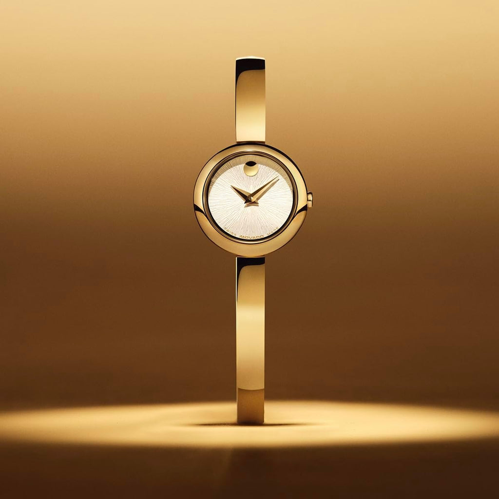 Movado Reloj de pulsera estilo museo para mujer, cuarzo suizo, caja de 0.827 in, pulsera clásica de acero inoxidable, regalo para ella