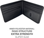 Cartera plegable de tamaño completo con bloqueo RFID con 8 ranuras, 1 bolsillo para llaves, divisor de efectivo y ventana de identificación grande, viene con caja de regalo ecológica, Negro