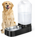 Dispensador automático de agua para perros, dispensador de agua para mascotas por gravedad de 2.4 galones con cuenco de acero inoxidable 304, comederos automáticos para perros, mango fácil de