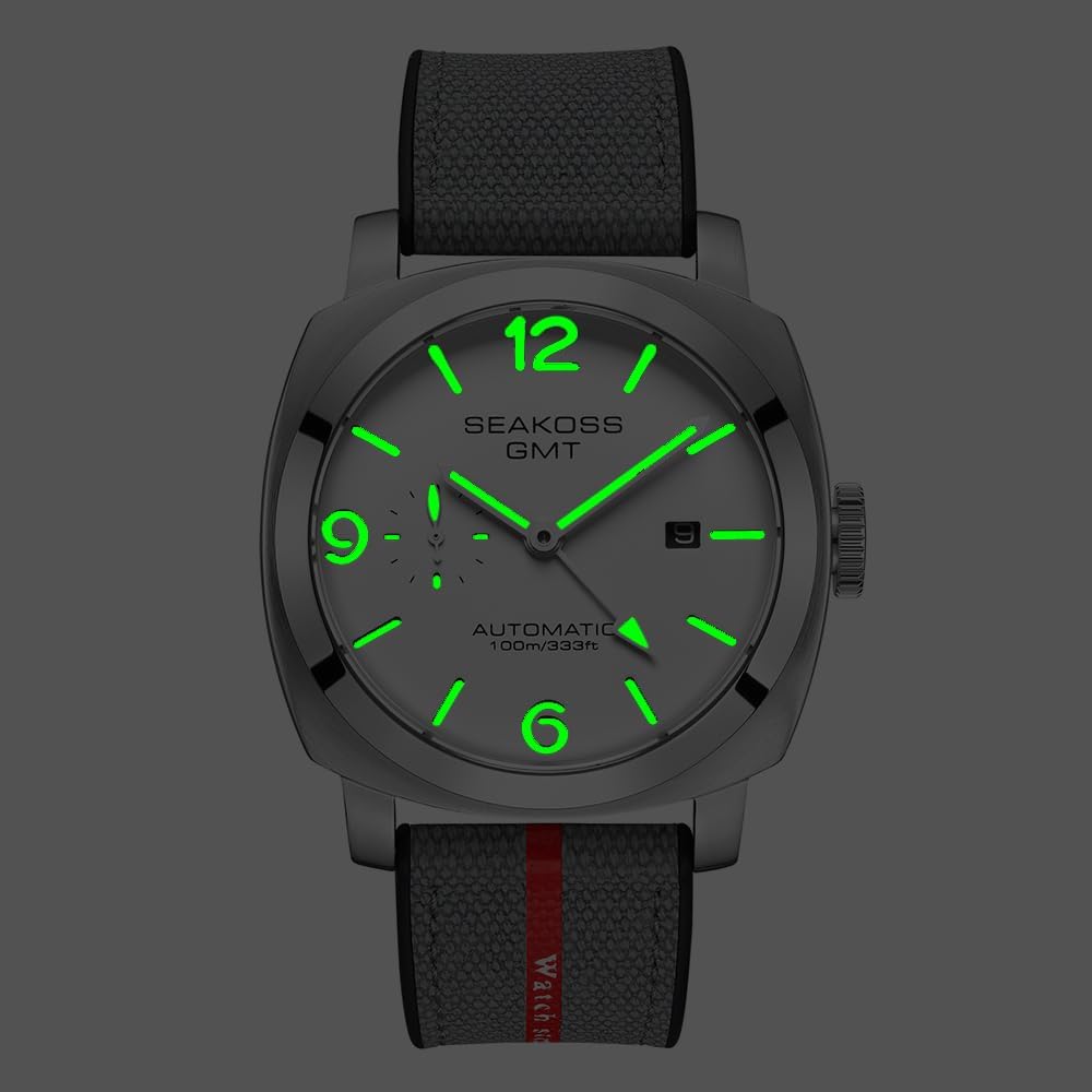 Relojes GMT para Hombre Automático Fecha 10ATM a Prueba de Agua Movimiento Seagull ST2557 Luz luminoso Acero Inoxidable Cristal de zafiro Relojes mecánicos de muñeca S8441