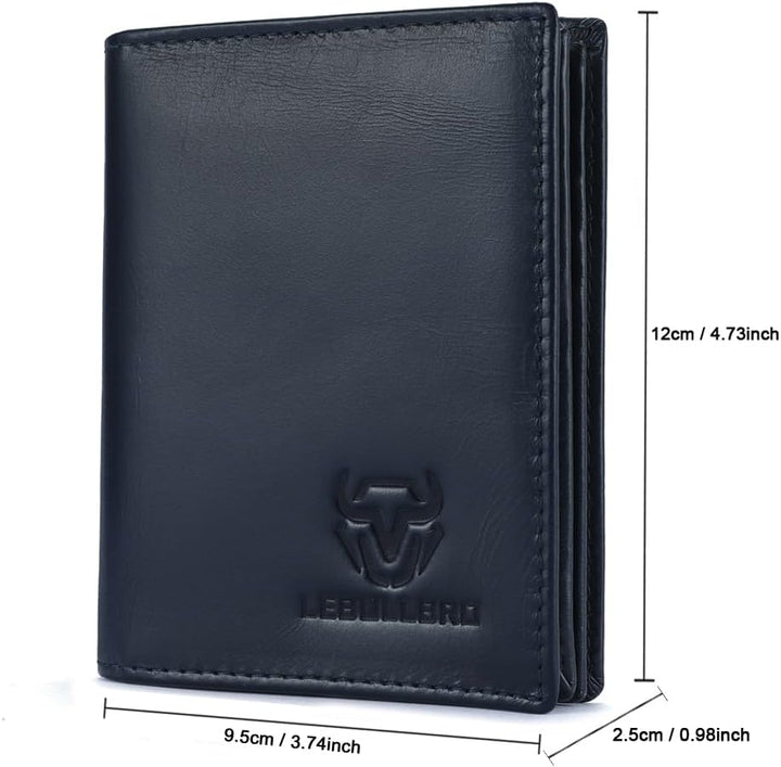 LEBULLBRO Cartera Bifold de Cuero Genuino con Bloqueo RFID Cartera...