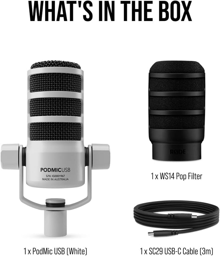 RØDE PodMic Micrófono de transmisión dinámica USB con conectividad...