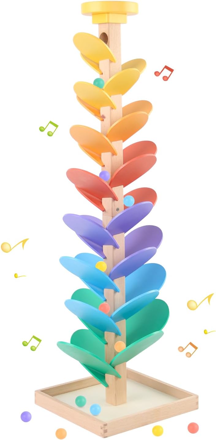 Carrera de mármol de madera para 4-8 árboles de música Montessori Color Sorting Toys 3-5