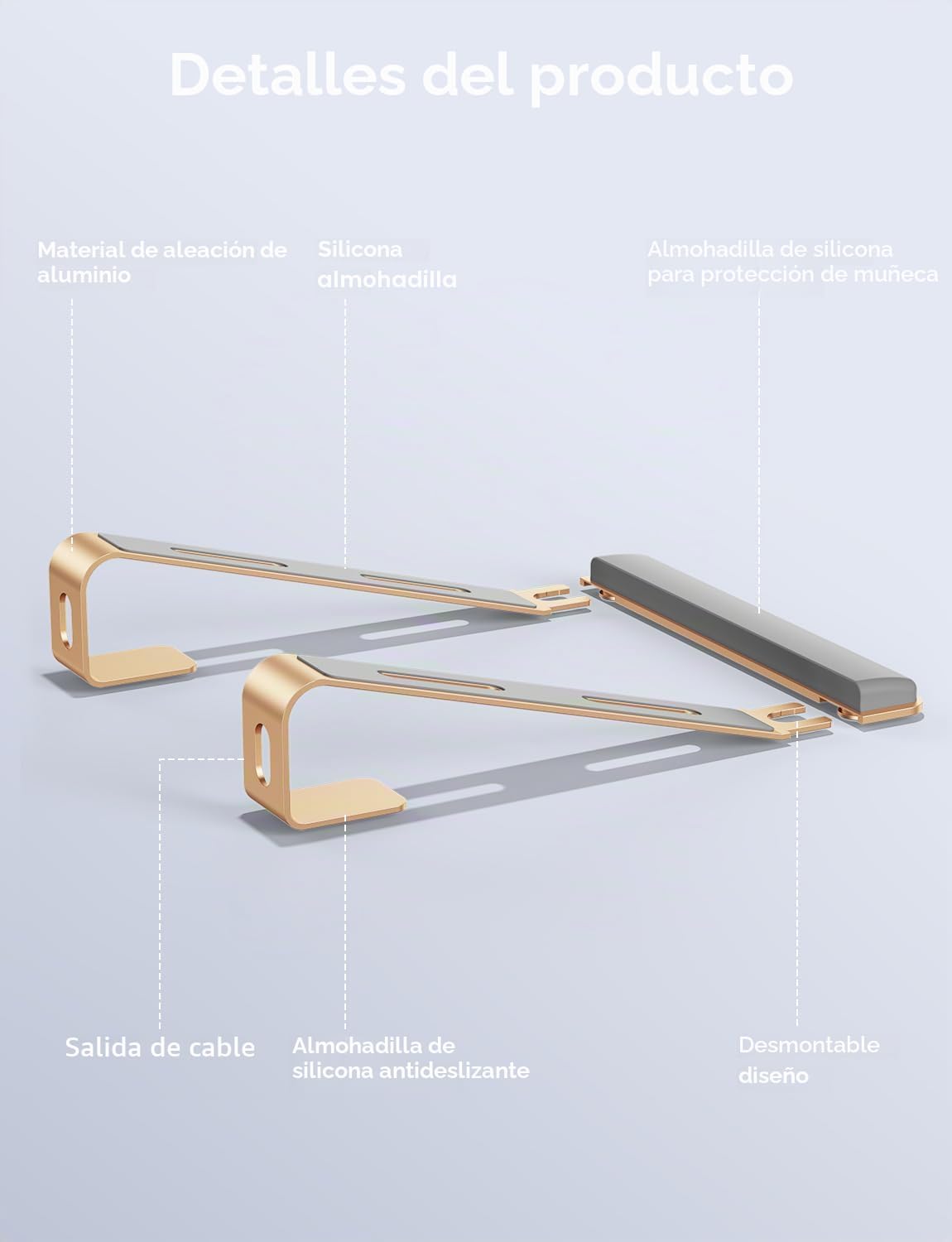 JCZT Soporte de aluminio para laptop, soporte para portátil con rep...