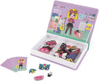 Janod - MagnetiBook Juego de disfraces magnéticos para niña de 55 piezas - Juego creativo - Mejora la creatividad y las habilidades cognitivas - Diseño portátil, aprendizaje STEM, aumenta la confianza