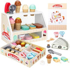 Juego de juguetes de madera para contador de helados, juego de comida para