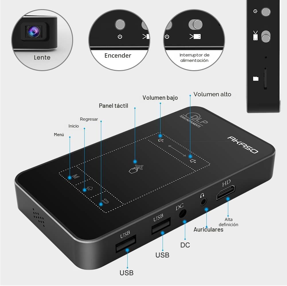 AKASO WT50 Mini Proyector con WiFi y Bluetooth, Proyector de Pelícu...