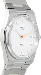 Reloj de vestir Tissot para hombre PRX con carcasa de acero inoxidable 316L, color gris T1374101103100