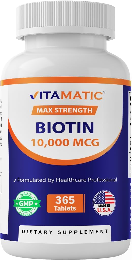 Vitamatic Biotina 10,000 mcg (10 mg) para cabello, piel y uñas más...