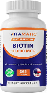 Vitamatic Biotina 10,000 mcg (10 mg) para cabello, piel y uñas más...