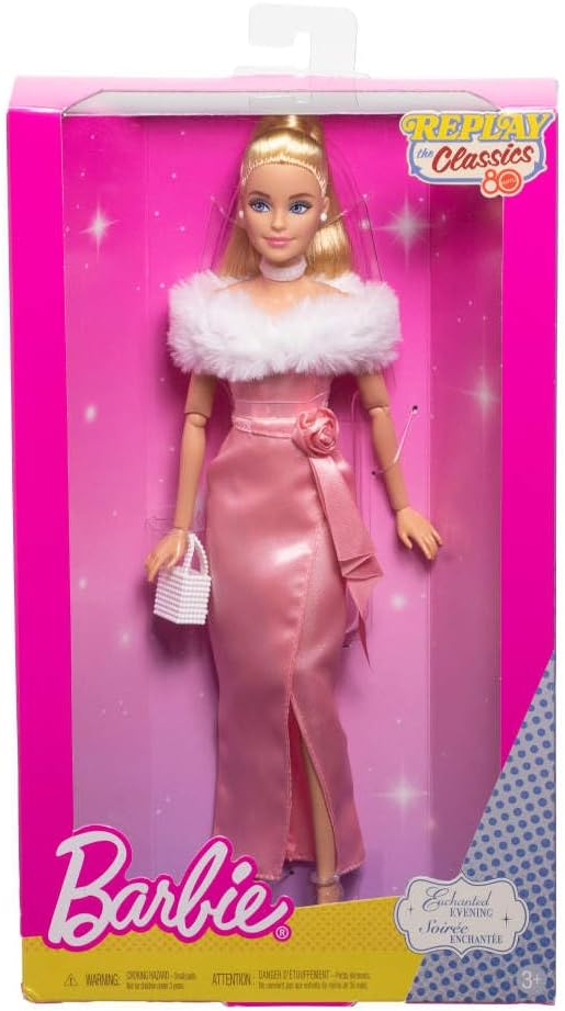 Barbie Muñeca de moda de noche encantada en vestido rosa, Mattel Re...