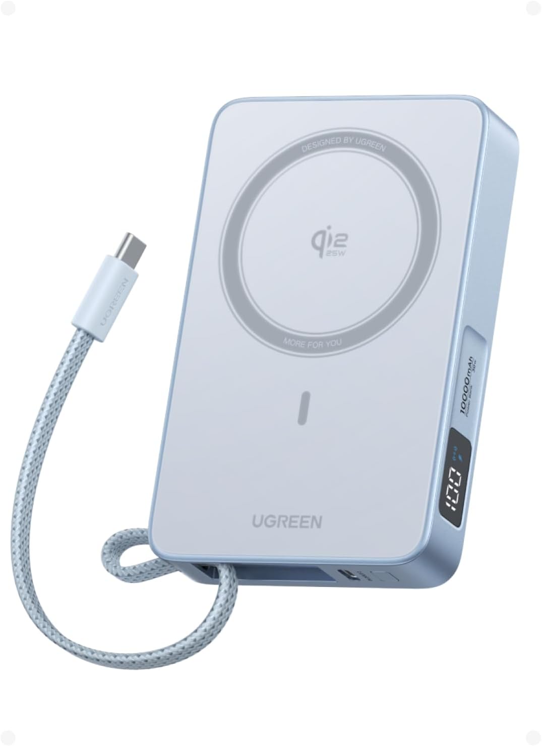 UGREEN MagFlow - Banco de energía de 10,000 mAh, carga inalámbrica...