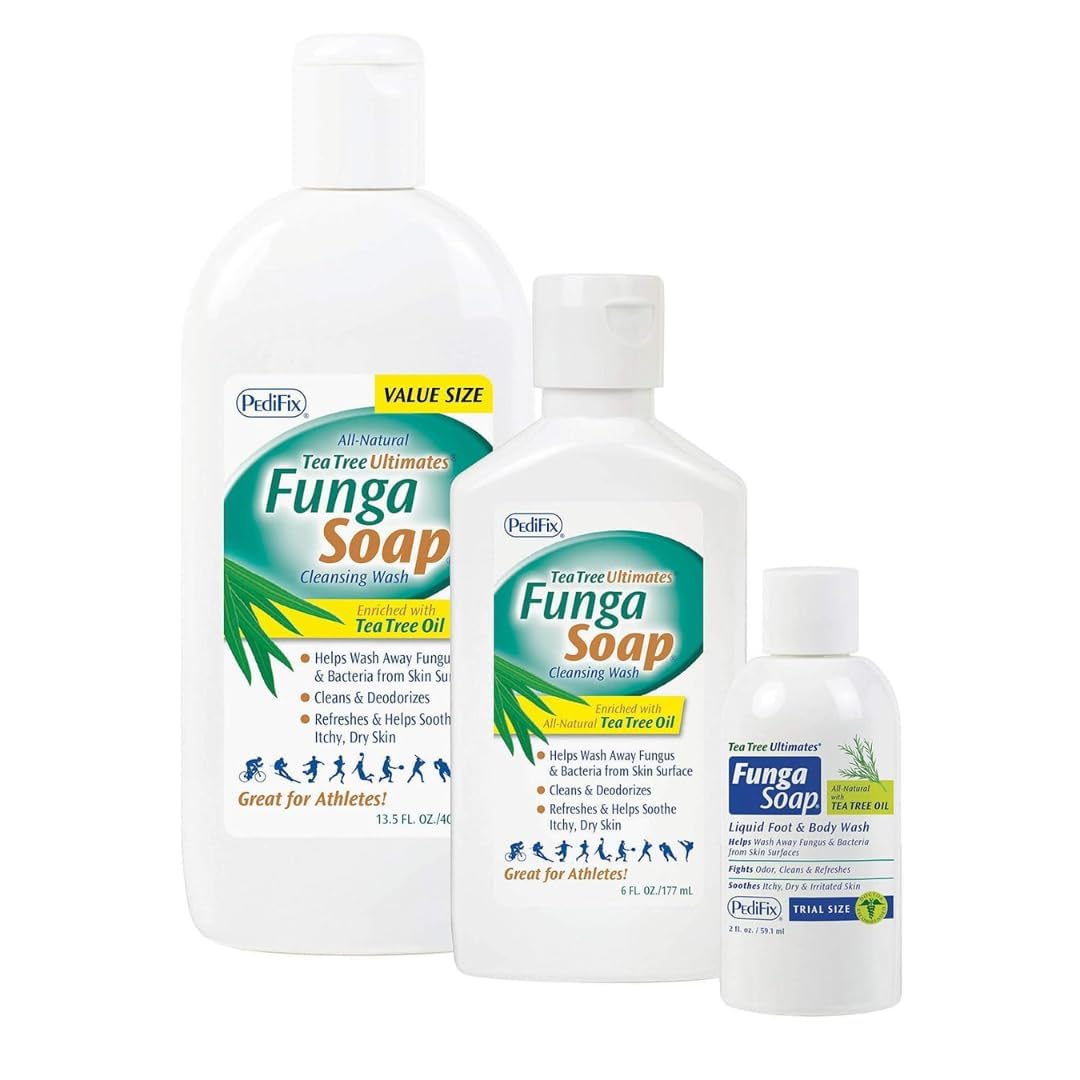PediFix FungaSoap - Jabón limpiador de árbol de té, gel de baño ant...