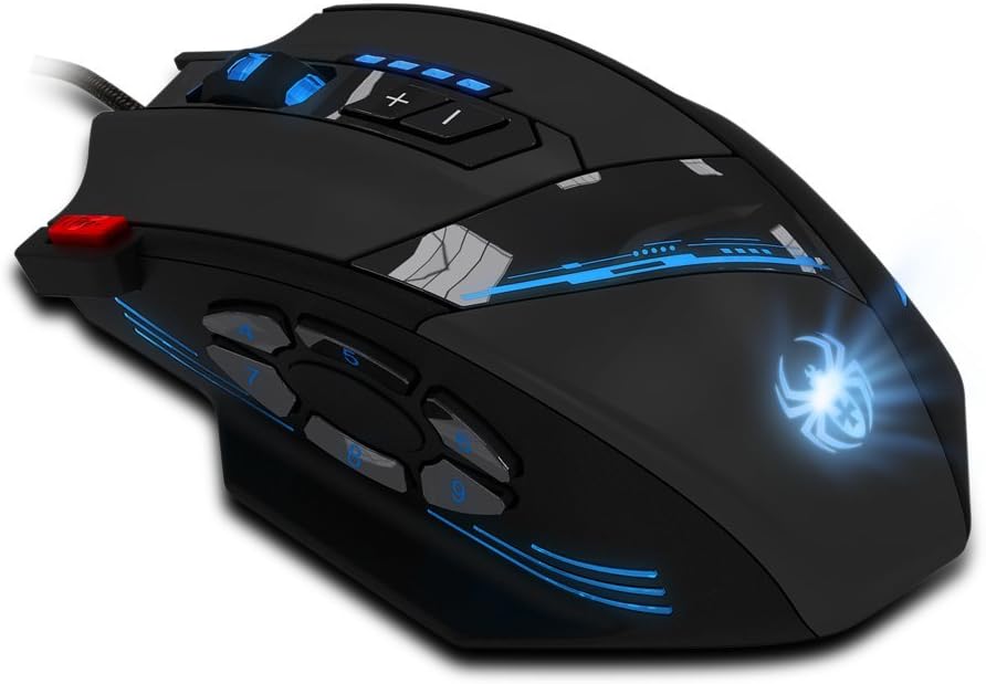 Ratón para juegos C12 con 12 botones programables, ajuste de doble...