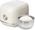 Joydeem Arrocera de acero inoxidable, olla interior de acero inoxidable 316L antiadherente sin recubrimiento, 6 tazas sin cocinar, 3L/3.2 cuartos de galón, DFB-D300, color crema