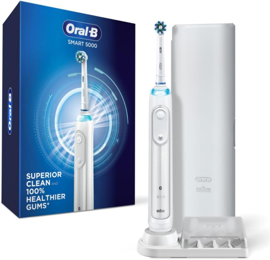 Oral-B Pro 5000 Smartseries - Cepillo de dientes eléctrico, cepillo para polvo de dientes blanco., White Edition.