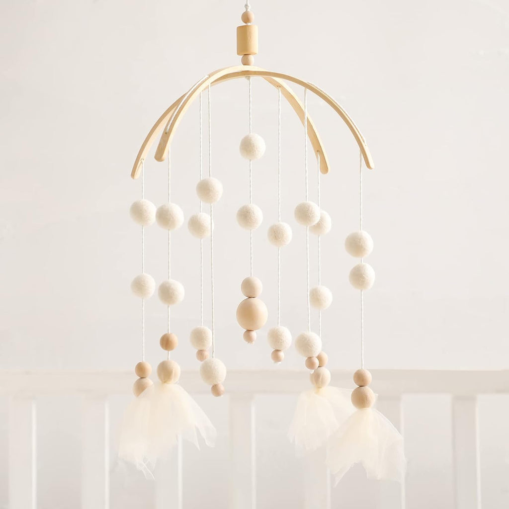 Bebé móvil 100% fieltro bola cama campana móvil cuna joyería creativo colgante juguete madera viento carillón decoración vivero
