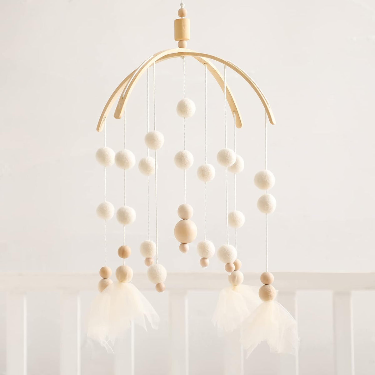 Bebé móvil 100% fieltro bola cama campana móvil cuna joyería creativo colgante juguete madera viento carillón decoración vivero