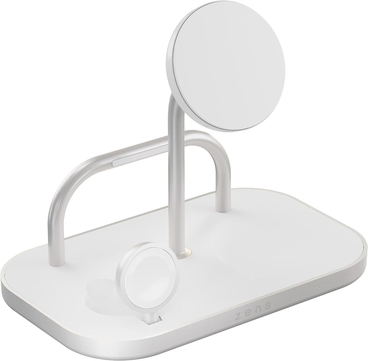 Zens Cargador inalámbrico 4 en 1, compatible con MagSafe y Qi2, carga inalámbrica ultrarrápida de 15 W para Apple iPhone 16/15/14/13/12, Apple Watch, AirPods, incluye adaptador de corriente (blanco)