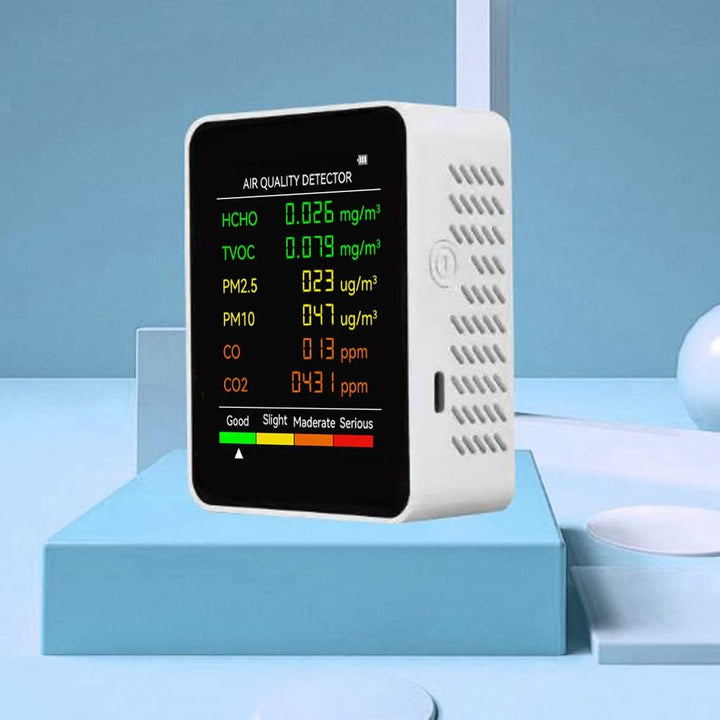 6 en 1 PM25 P HCHO TVOC CO CO2 Detector multifuncional de