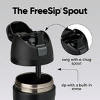 Owala - Botella de agua FreeSip de acero inoxidable con aislamiento, sin bisfenol A, incluye sorbete, para deportes y viajes, 24 oz, Very, Very Dark